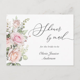 Carte Postale Élégant Blush Roses Fête des mariées par courrier