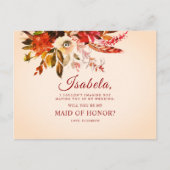 Carte Postale Élégant Boho Automne Floral Maid Of Honor (Devant)