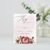 Carte Postale Elégant Boho Bourgogne Blush Floral RSVP (Debout devant)