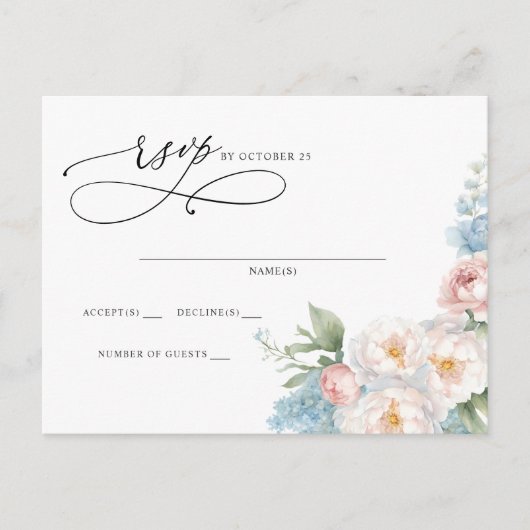 Carte Postale Élégant Boho été printemps Blush Floral RSVP (Devant)