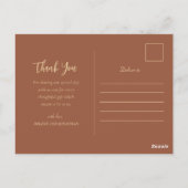 Carte Postale Elégant Boho Floral Terracotta Mariage Merci (Dos)