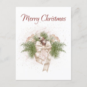 Carte Postale Elégant Boho ivoire Vert aquarelle Noël