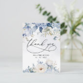 Carte Postale Elégant Botanique Dusty Bleu Merci Floral (Debout devant)