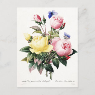 Carte Postale Élégant bouquet de roses à l'aquarelle botanique v