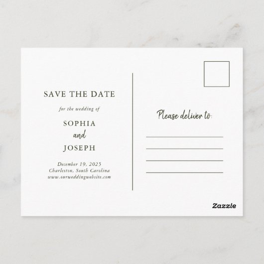 Carte Postale Elégant Bouquet | Vacances Enregistrer la date ave (Dos)