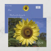 Carte Postale Elégant, brillant été tournesol jaune merci (Devant / Derrière)