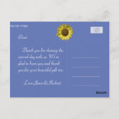 Carte Postale Elégant, brillant été tournesol jaune merci (Dos)