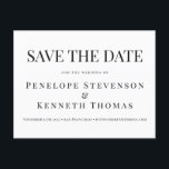 Carte Postale Élégant Budget Noir et Blanc Save The Date<br><div class="desc">Élégant Classique Budget Noir et Blanc Typographie Mariage Carte de Pré-Save the Date</div>