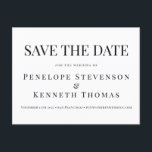 Carte Postale Élégant Budget Noir et Blanc Save The Date<br><div class="desc">Élégant Classique Budget Noir et Blanc Typographie Mariage Carte de Pré-Save the Date</div>