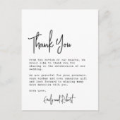 Carte Postale Élégant budget Typographie Photo Mariage Merci (Devant)