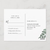 Carte Postale Elégant Burgundy Blush Floral Wedding Rsvp (Dos)