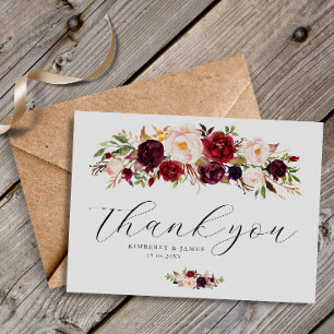 Carte Postale Elegant burgundy & blush flowers wedding