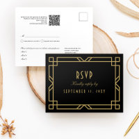 Elégant cadre Art Déco Or Noir Simple RSVP