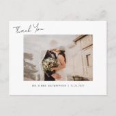 Carte Postale Elegant Calligraphy Script Wedding Photo Thank You (Devant)