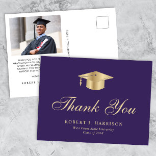 Carte Postale Élégant Casquette de la Gold Grad photo Merci de g