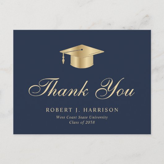 Carte Postale Élégant Casquette de la Gold Grad photo Merci de g (Devant)