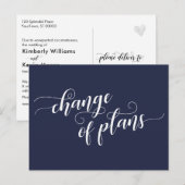 Carte Postale Élégant changement de plan de la marine Mariage re (Devant / Derrière)