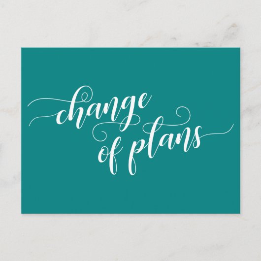 Carte Postale Élégant changement Turquoise des plans Mariage rep (Devant)