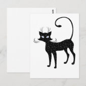 Carte Postale Élégant chat noir tacheté (Devant / Derrière)