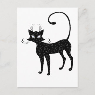 Carte Postale Élégant chat noir tacheté