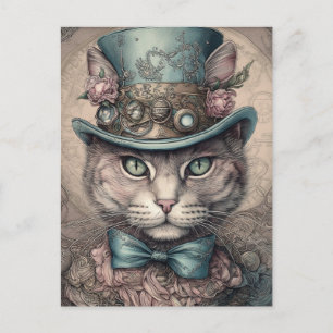 Carte Postale Élégant chat Steampunk