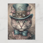 Carte Postale Élégant chat Steampunk (Devant)