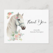 Carte Postale Élégant Cheval Blanc Bohème Floral Merci (Devant)