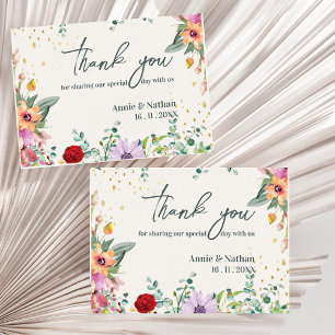 Carte Postale Élégant chic Fleur sauvage Floral Mariage Merci