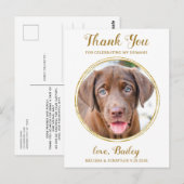 Carte Postale Elégant Chic Gold Pet Chien Mariage Merci (Devant / Derrière)