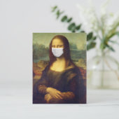 Carte Postale Élégant Chic Green Mona Lisa Covid 19 Peinture (Debout devant)