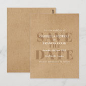 Carte Postale Élégant Chic Kraft Rustique Faire-Part de Date (Devant / Derrière)