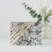 Carte Postale Élégant chic noir faux or rayures marbre (Debout devant)