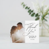 Carte Postale Elegant Chic Script Love Heart Mariage Photo Merci (Debout devant)