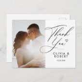 Carte Postale Elegant Chic Script Love Heart Mariage Photo Merci (Devant / Derrière)