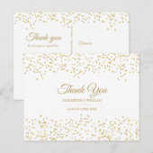 Carte Postale Élégant Chic Script Merci Poussière d'Or Confettis (Devant / Derrière)