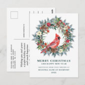 Carte Postale Elegant Christimas Wreath Salutation d'entreprise (Devant / Derrière)