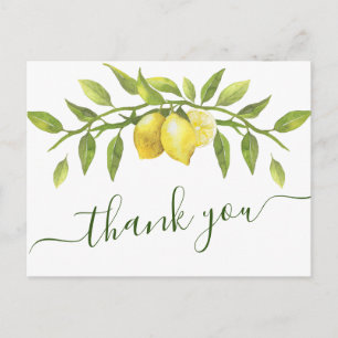 Carte Postale Elégant citrons aquarelle Mariage Floral Merci