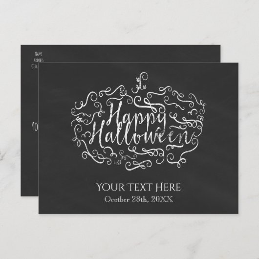 Carte Postale Elégant Citrouille de tableau de bord Happy Hallow (Devant / Derrière)
