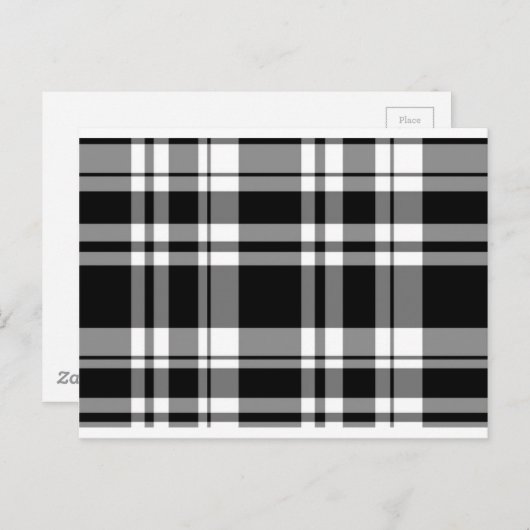 Carte Postale Élégant classique noir blanc plaid motif (Devant / Derrière)