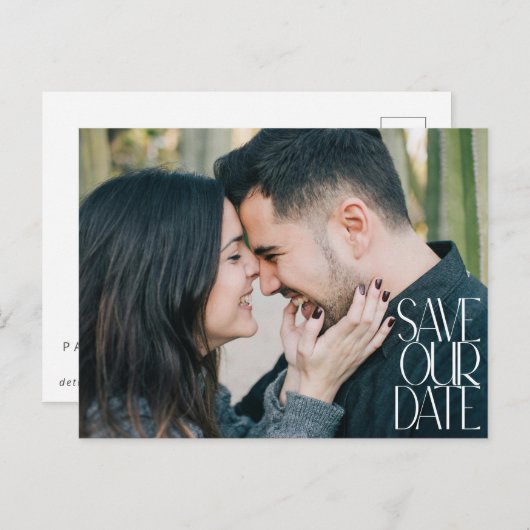 Carte Postale Elegant Classy Modern Photo Overlay Enregistrer la (Devant / Derrière)