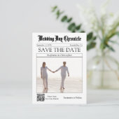 Carte Postale Élégant Code QR de Mariage de Journal Enregistrez (Debout devant)