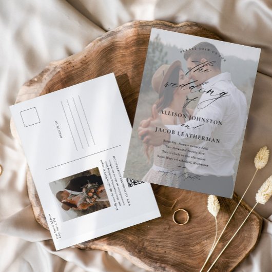 Carte Postale Élégant Code QR Photo Mariage