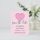 Carte Postale Élégant cœur rose et motif à pois (Debout devant)