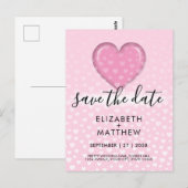 Carte Postale Élégant cœur rose et motif à pois (Devant / Derrière)