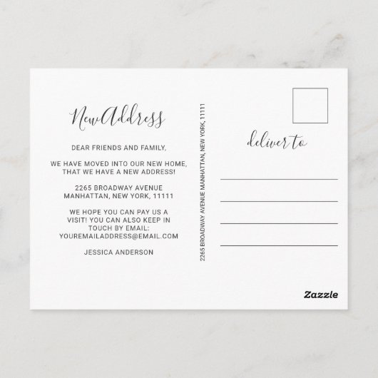 Carte Postale Elégant Colden Art Déco Moving Faire-part (Dos)