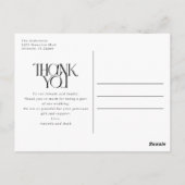 Carte Postale Élégant Collage de Photos de Mariage Remerciements (Dos)