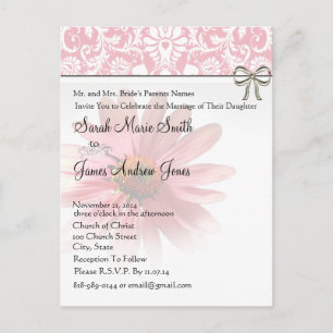 Carte Postale Elégant ConeFlowerWedding Invitation