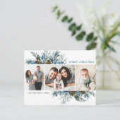 Carte Postale Élégant cônes de pin de Noël 3 voeux photo (Debout devant)