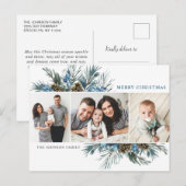 Carte Postale Élégant cônes de pin de Noël 3 voeux photo (Devant / Derrière)