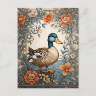 Carte Postale Élégant Cute Plump Canard Vintage Floral